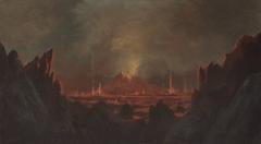 Antique The lake of Everlasting Fire, Sandwich Islands (Hawaiian Islands)
