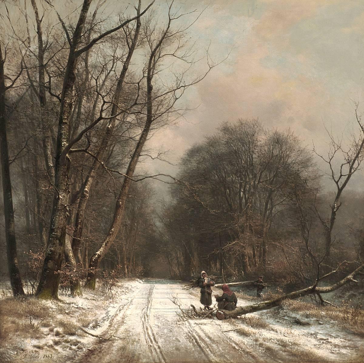Winter day in a Forest - Painting by Frederik Rohde