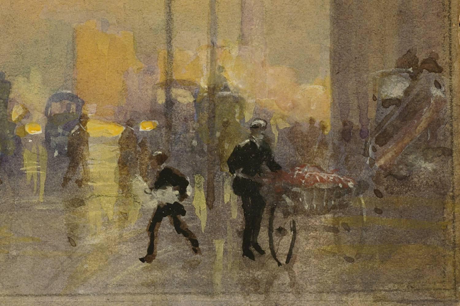 London Street Scene - Impressionist Art by Frederic Marlett Bell-Smith