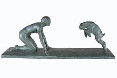 A Bronze group of a Girl and a Goat