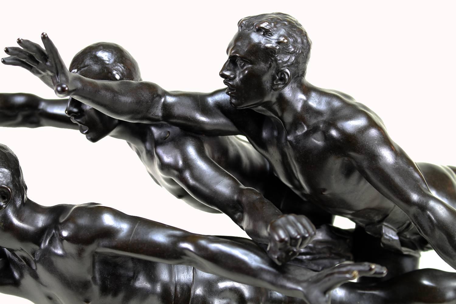 Au But! (To The Goal!) - Gold Nude Sculpture by Alfred Boucher