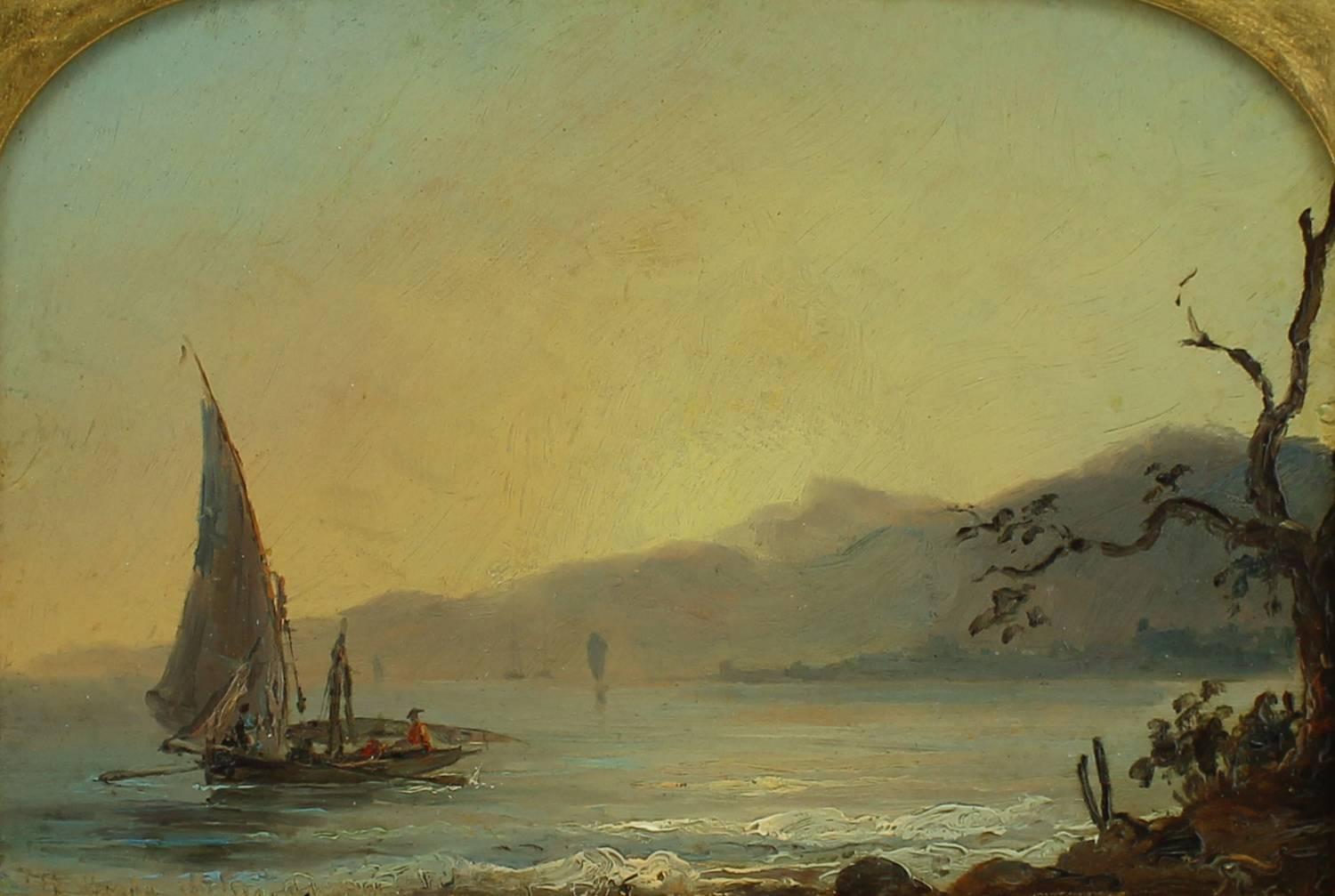 A Boat Near the Shore - Painting by Fritz Melbye