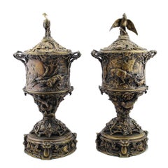 Pair of rare bronze urns