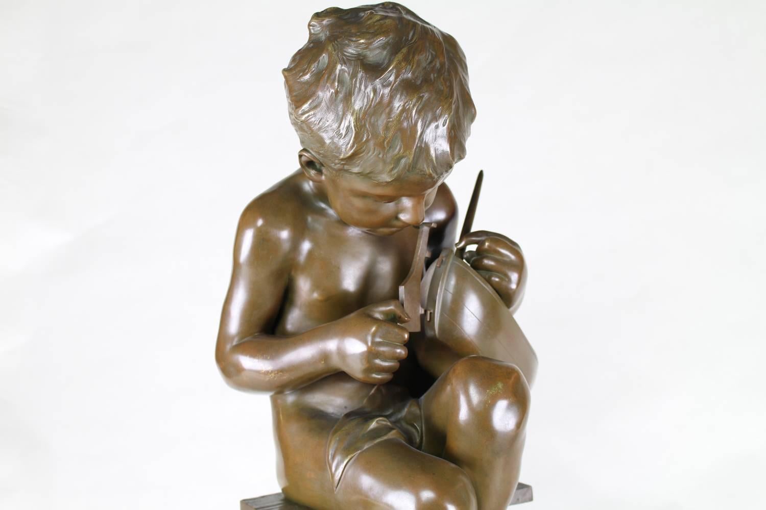 Bronze on a marble base, signed ' Villanis', titled on tag on marble base with an inscription 'prix de concours' Italian 1858-1914