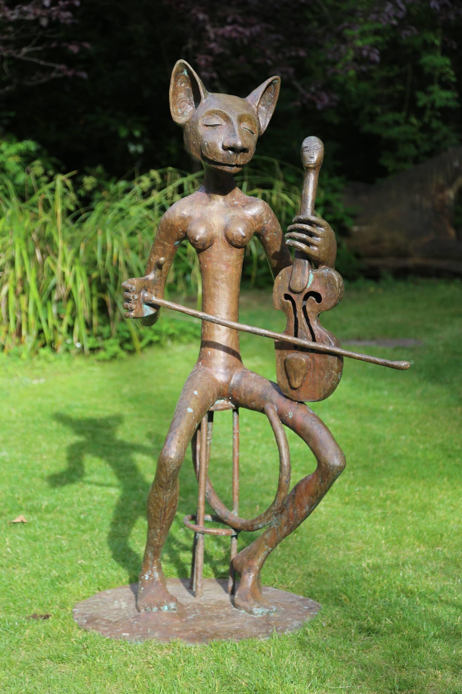 Quentin Clemence Figurative Sculpture - The Cat and the Fiddle