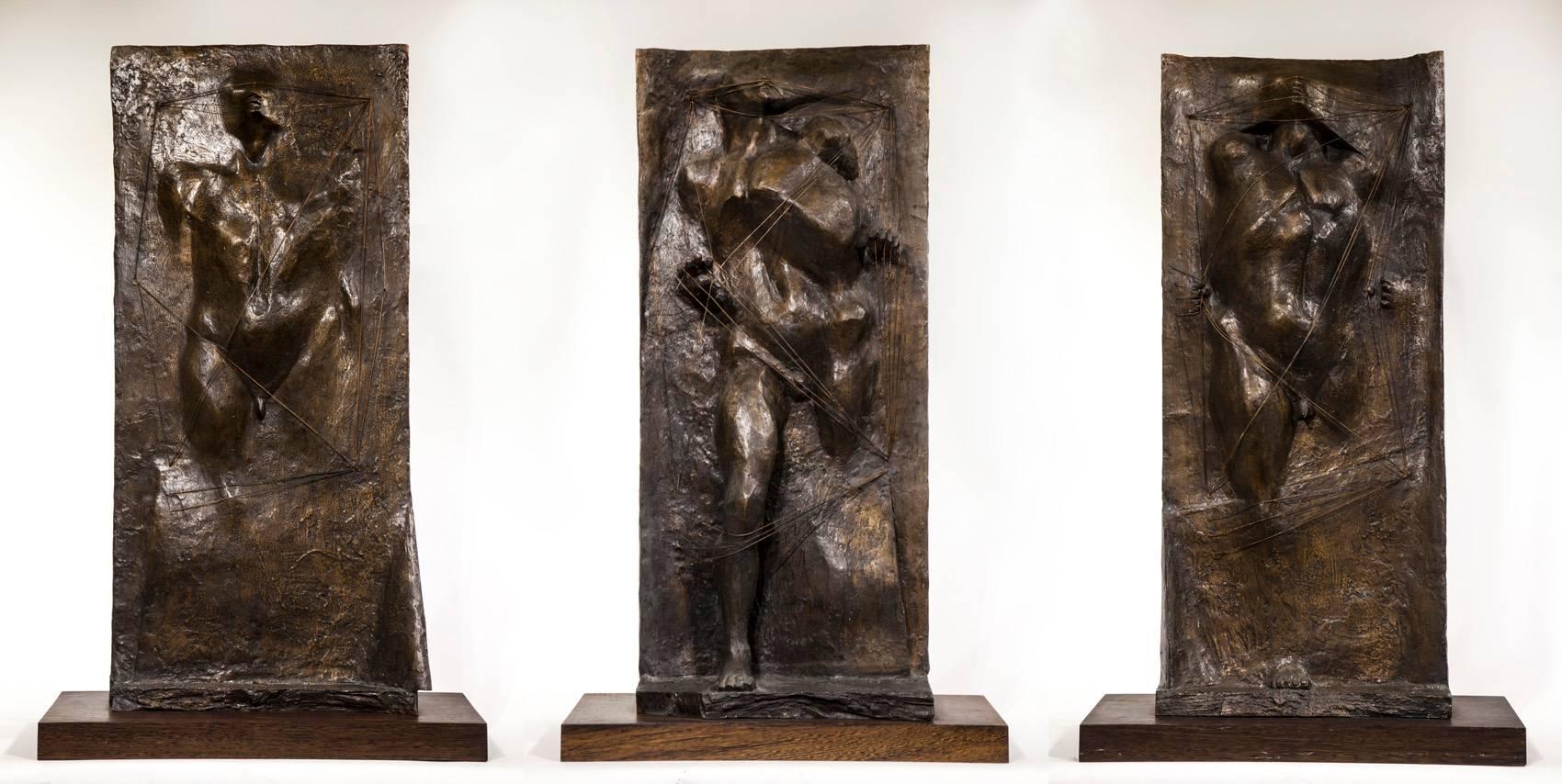 Emerging Figure Trptych - Sculpture by Michael Ayrton