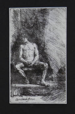 Nude Man Seated Before a Curtain