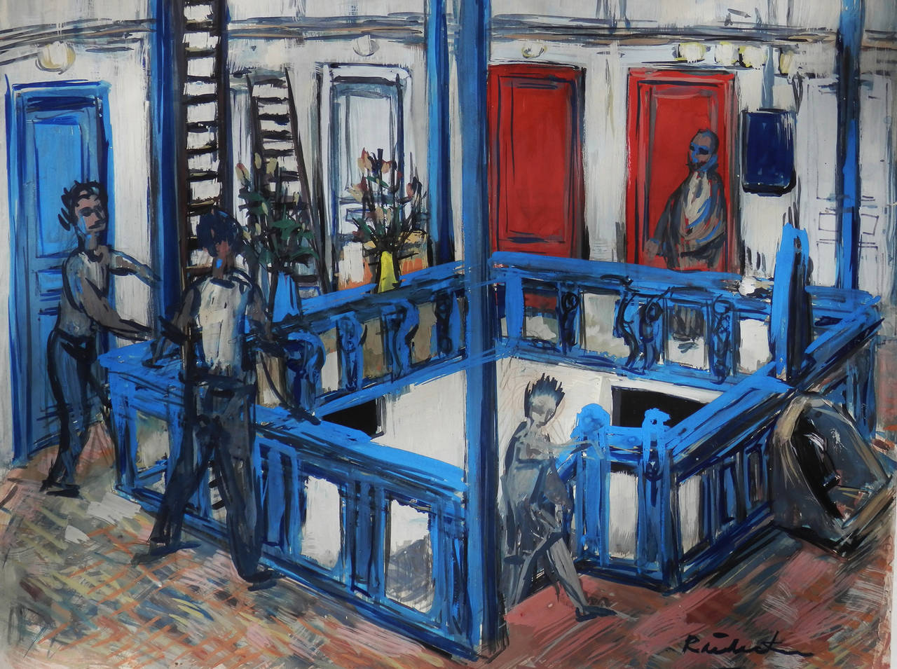 Two illegibly signed oil paintings ca.1950