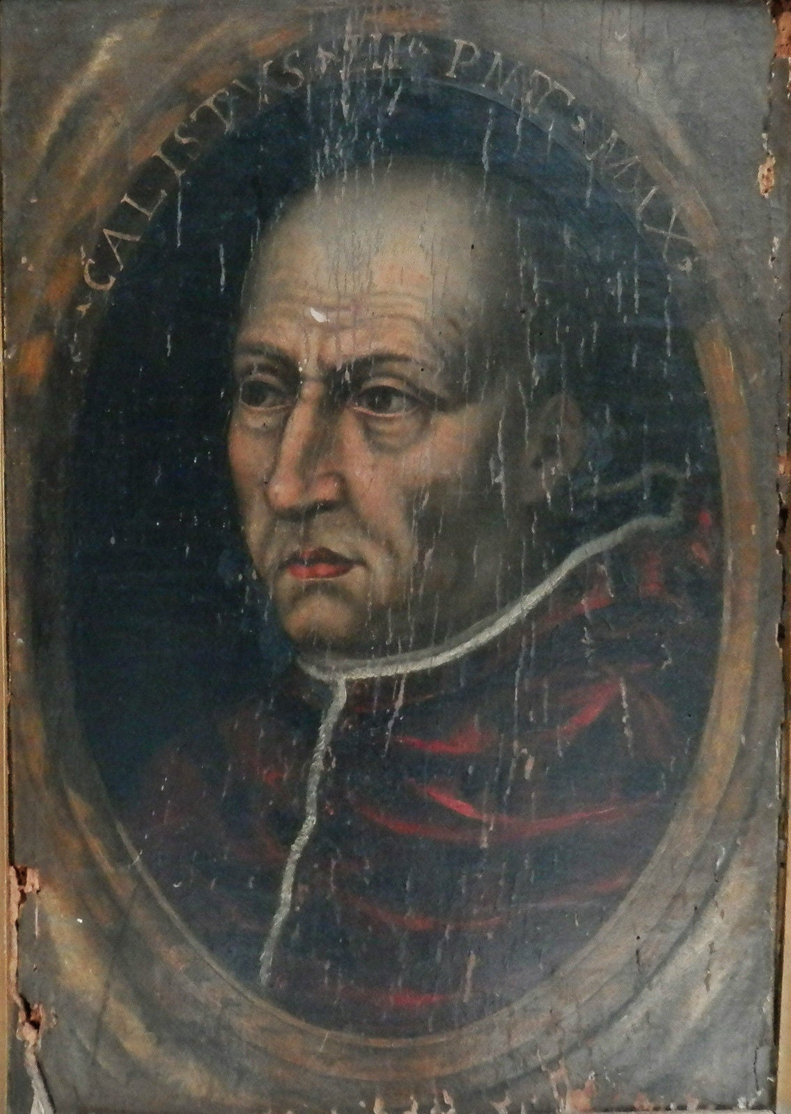 Unknown Portrait Painting - Pope Callixtus III born Alfons de Borja - XV century