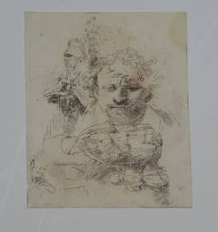 Sheet of studies with the head of the artist