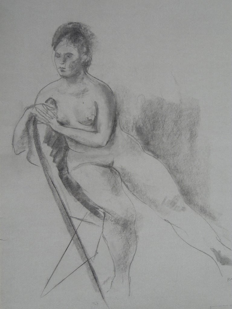 Raphael Soyer Nude Painting - Seated Nude