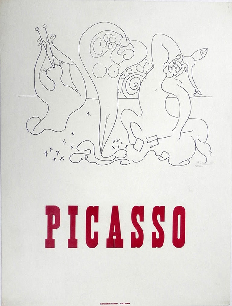 Very rare lithographic poster before lettering for
"Picasso Drawings, Prints, Posters"
Gallerie des Ramparts
Antibes 1959
Printed by Amera, Vallauris, edition of 300 with lettering
listed in Czwiklitzer #136
66 x 49 cm
26 x 19 1/4 in.
signed