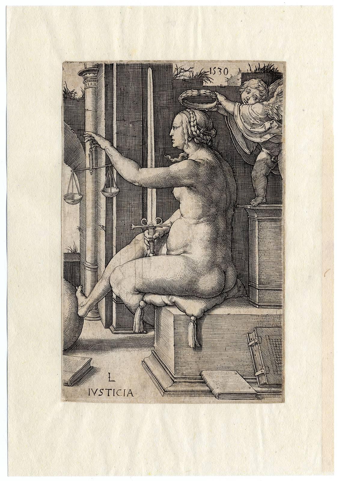Lucas van Leyden Figurative Print - 'Justitia' - Allegory of Justice.