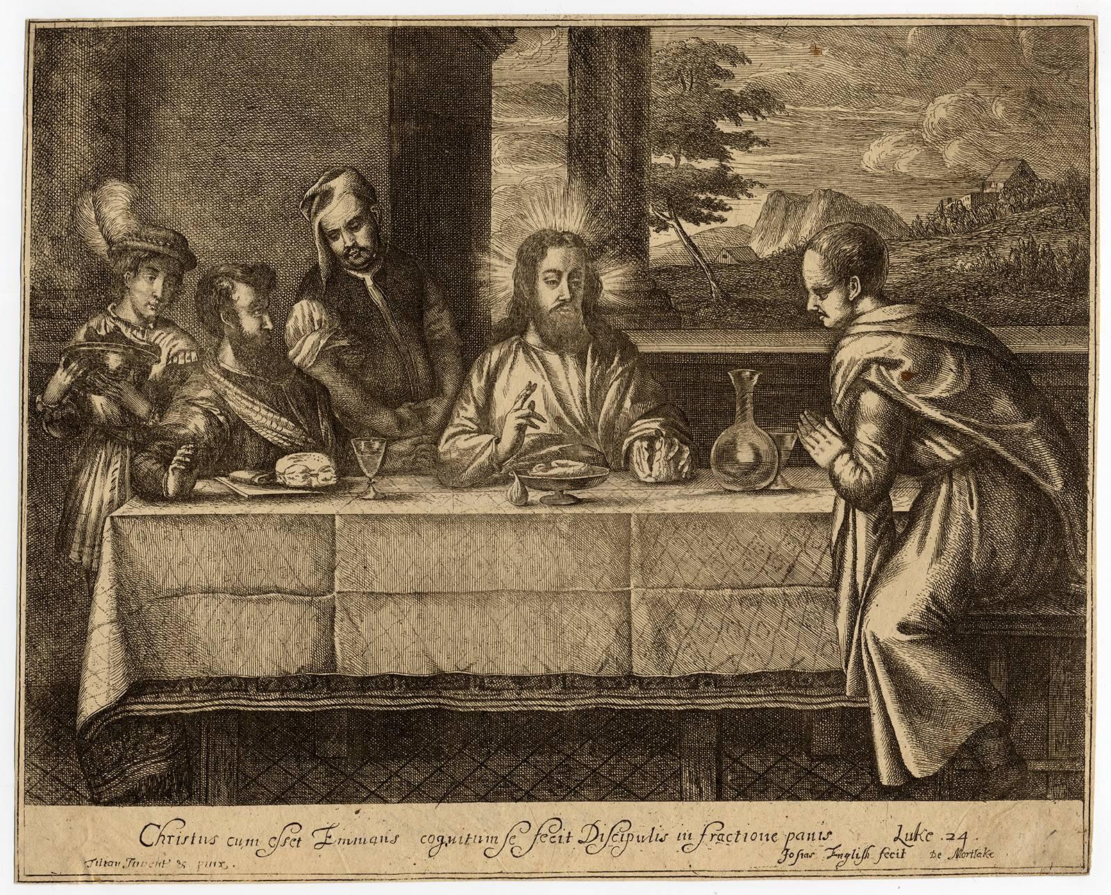 Josiah English Figurative Print - Untitled - Christ in Emmaus.