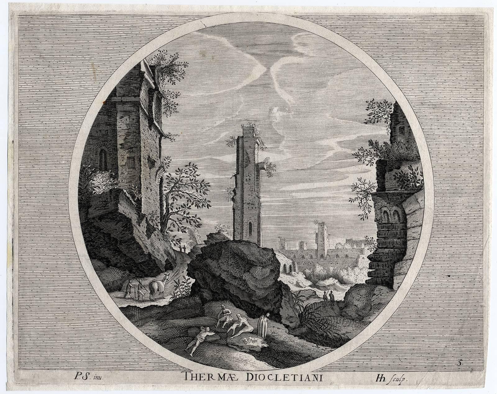 Hendrik Hondius the Elder Landscape Print - Thermae Diocletiani