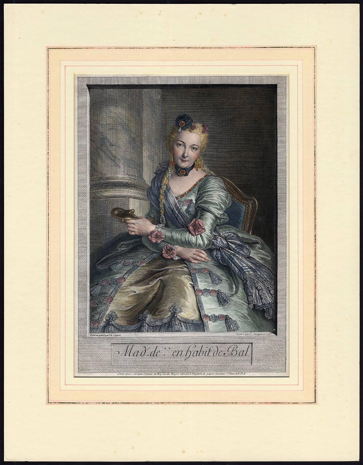 Louis de Surugue de Surgis Portrait Print - Madame de ** en habit de Bal