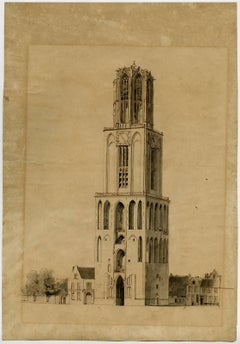 Original drawing of the Domtoren (Dom tower), Utrecht