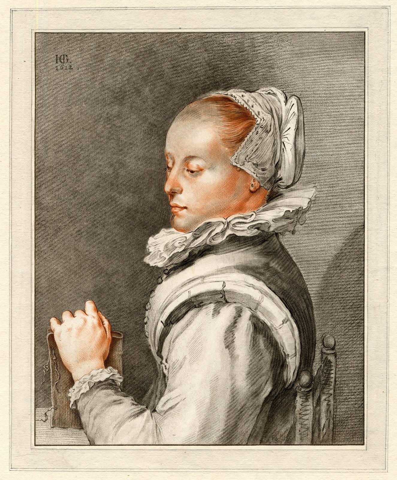 Cornelis Ploos van Amstel Portrait Print - Untitled - Portrait of Maria Tesselschade Roemers Visscher.