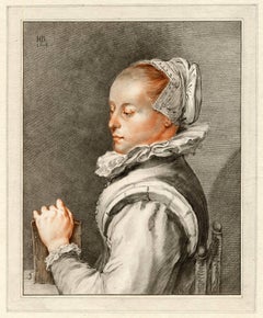 Antique Untitled - Portrait of Maria Tesselschade Roemers Visscher.
