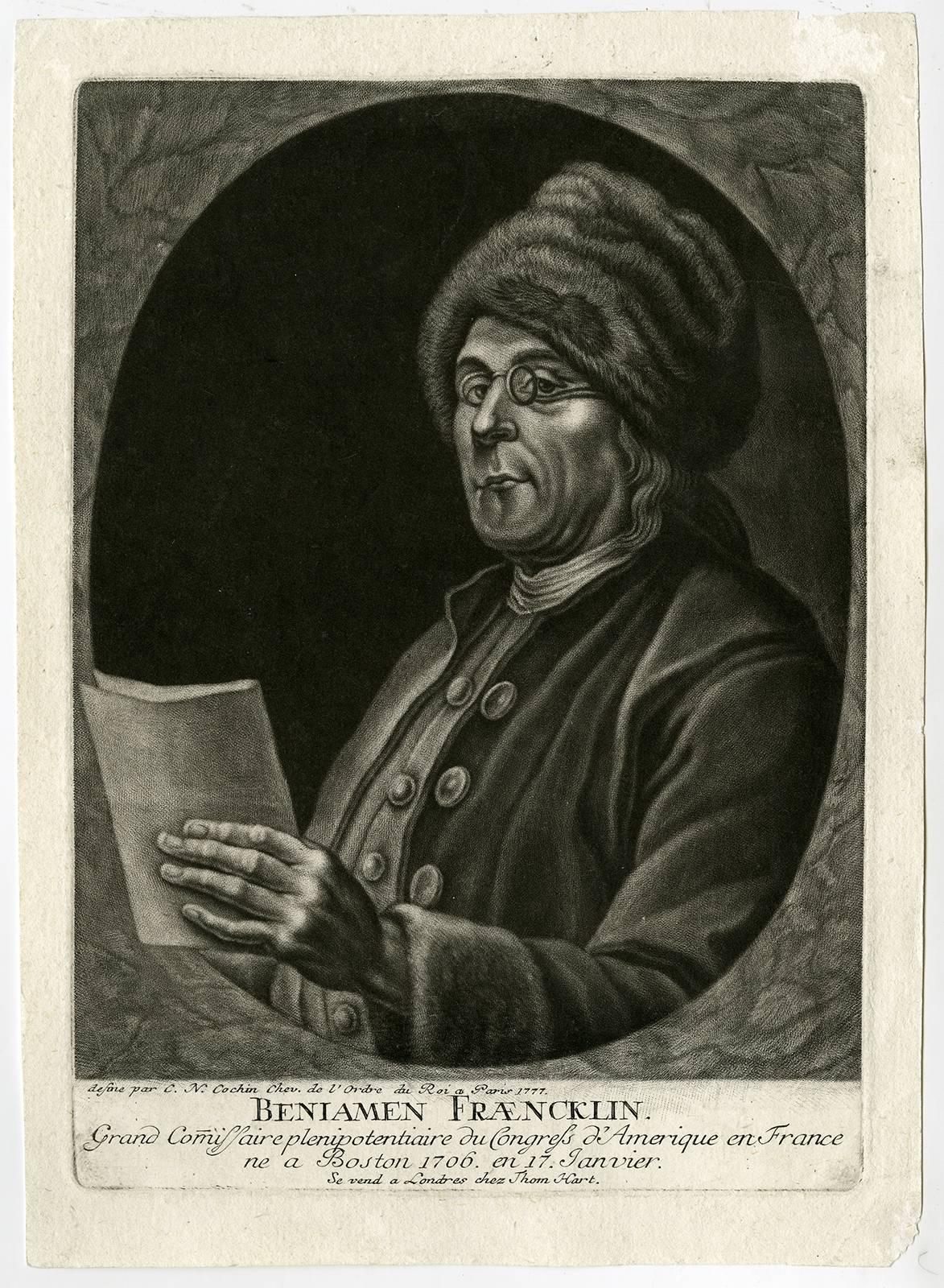 Charles-Nicolas II Cochin Portrait Print - Beniamen Fraencklin.