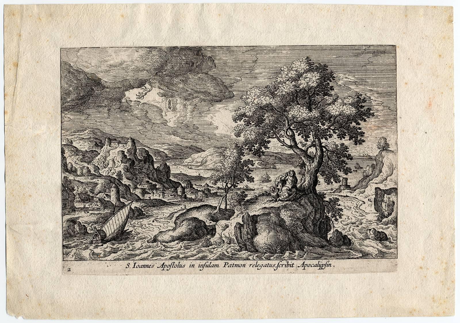 Hans Bol Landscape Print - St. Ioannes Apostolus in insulam Patmon