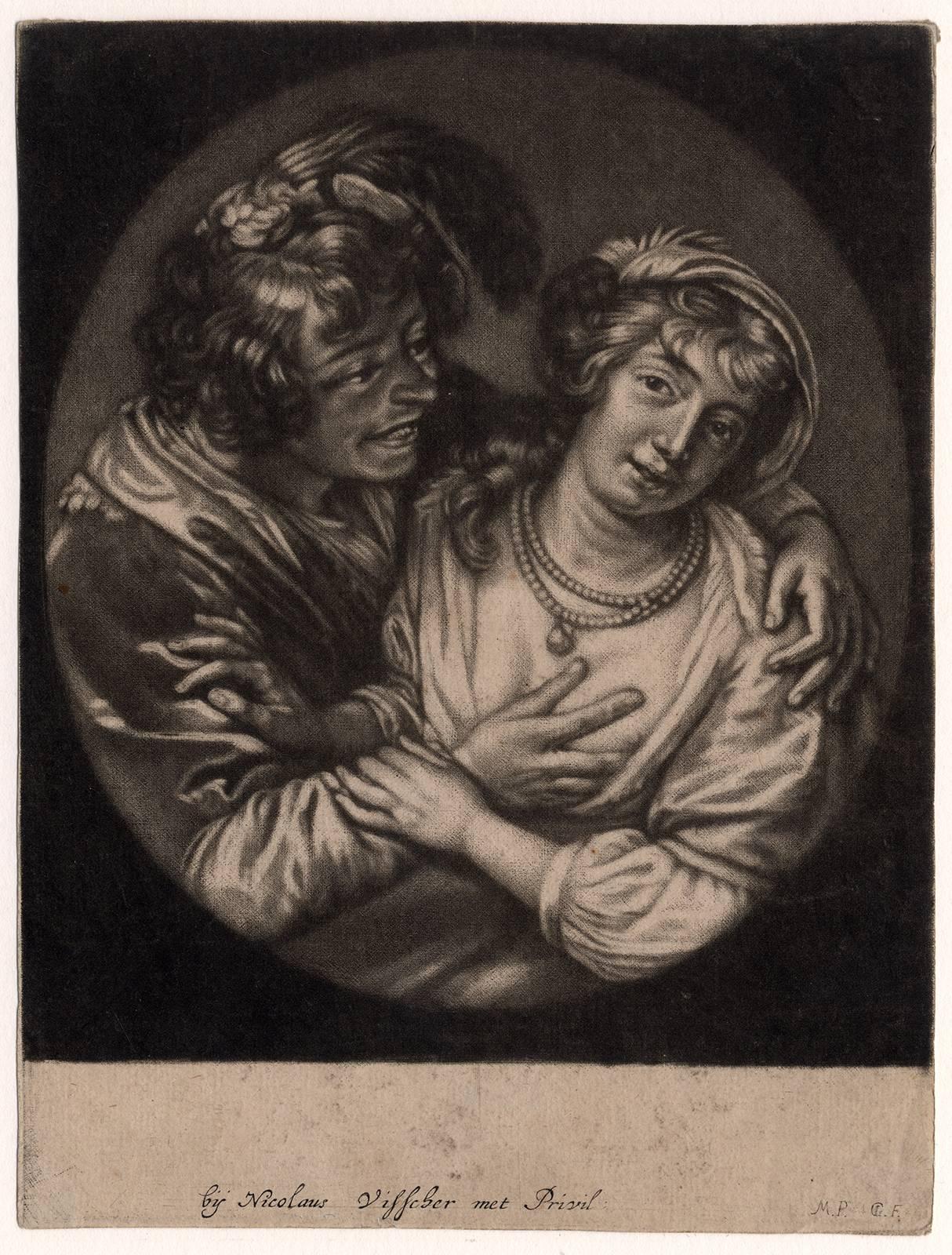 Jacob Gole Portrait Print - Untitled - Couple, the man fondling the woman's bared breast.