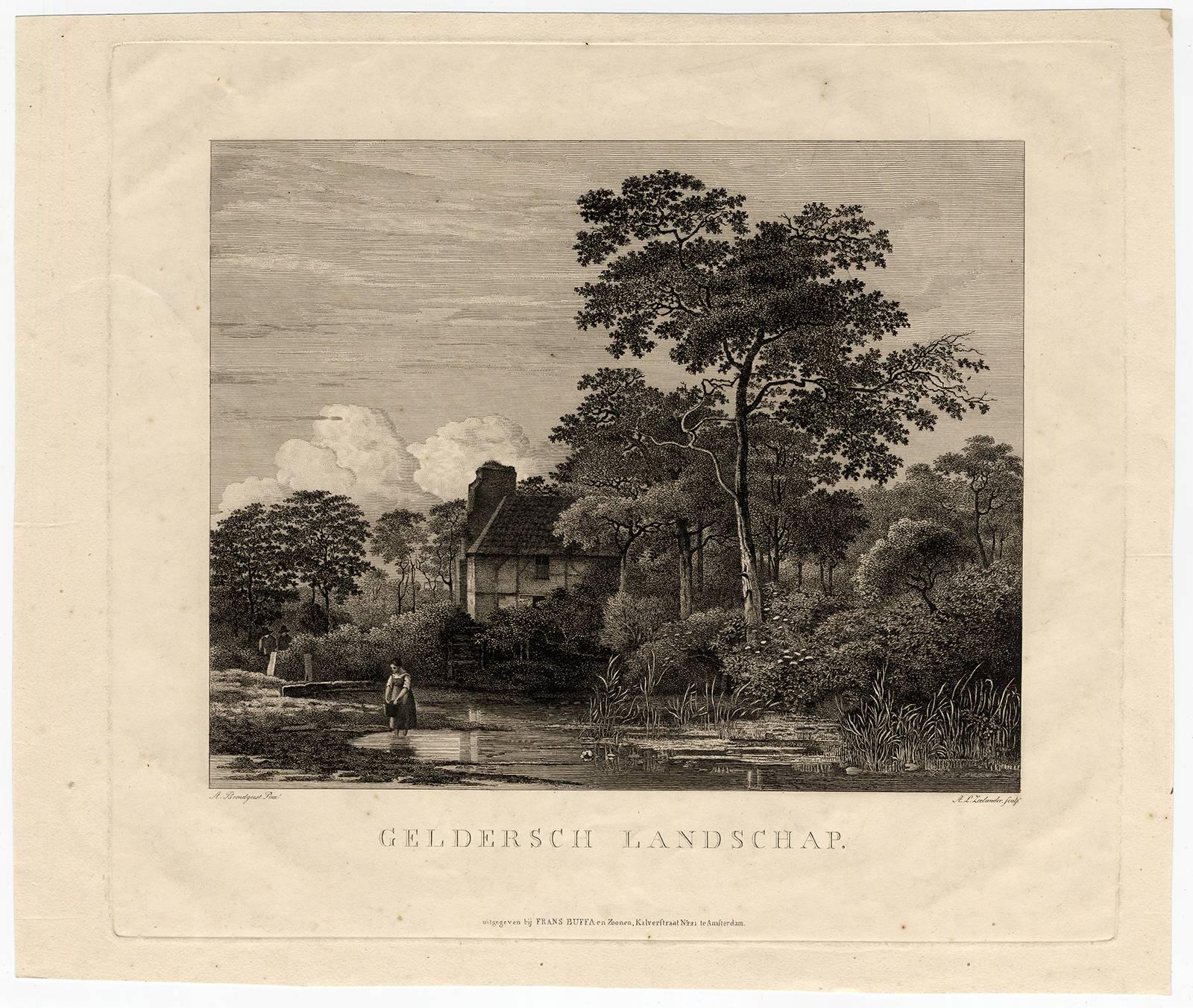 Abraham Lion Zeelander Landscape Print - Geldersch Landschap