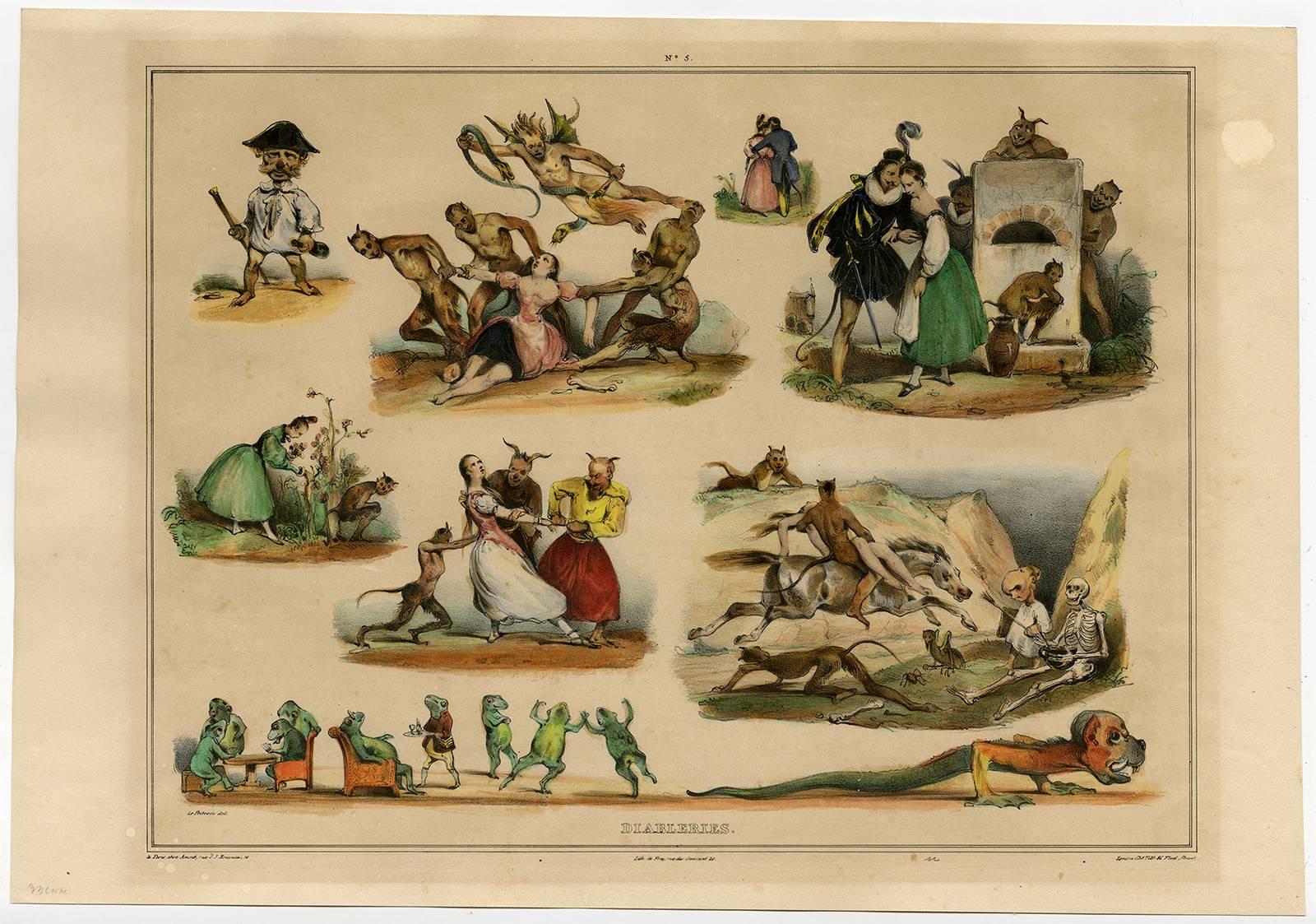 Eugene Le Poittevin Figurative Print - Diableries.