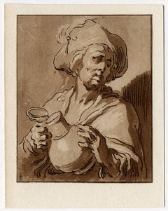 2 Antique master prints, Untitled - A man with a jug.
