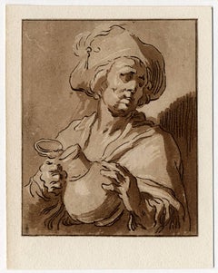  2 Antique master prints, Untitled - A man with a jug.