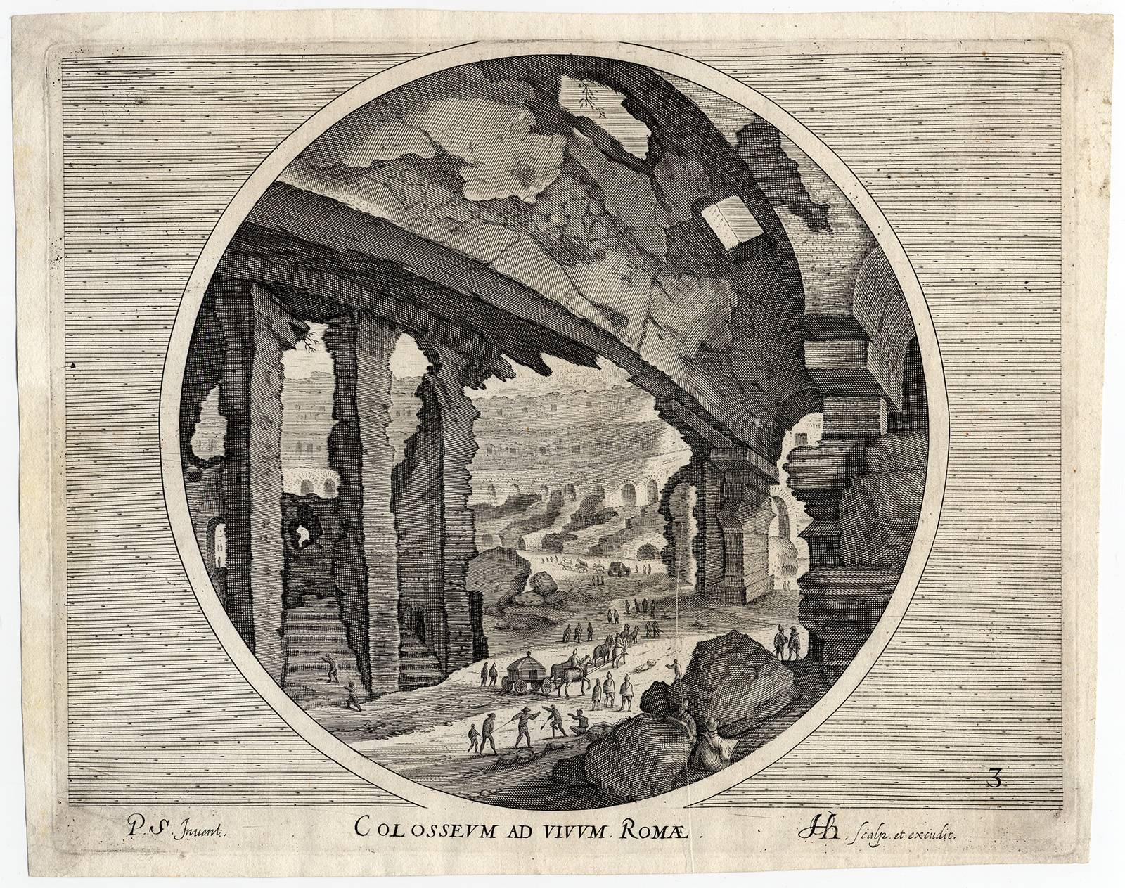 Hendrik Hondius the Elder Interior Print - Colosseum ad vivum Romae.
