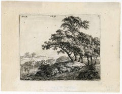 Untitled - Landscape with a group of tree near a lake.