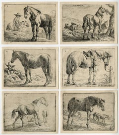 Untitled - Small horse prints in landscapes with figures.
