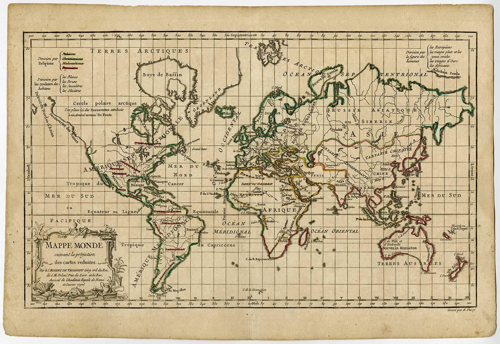 E. Dussy Print - Mappe Monde … Division par Religions…