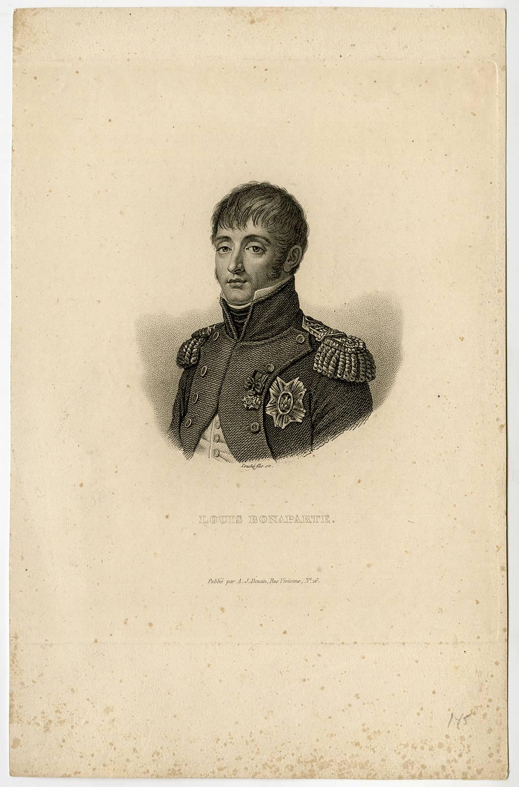 Louis Francois Couche Portrait Print - Louis Bonaparte. Portrait of Louis Bonaparte.