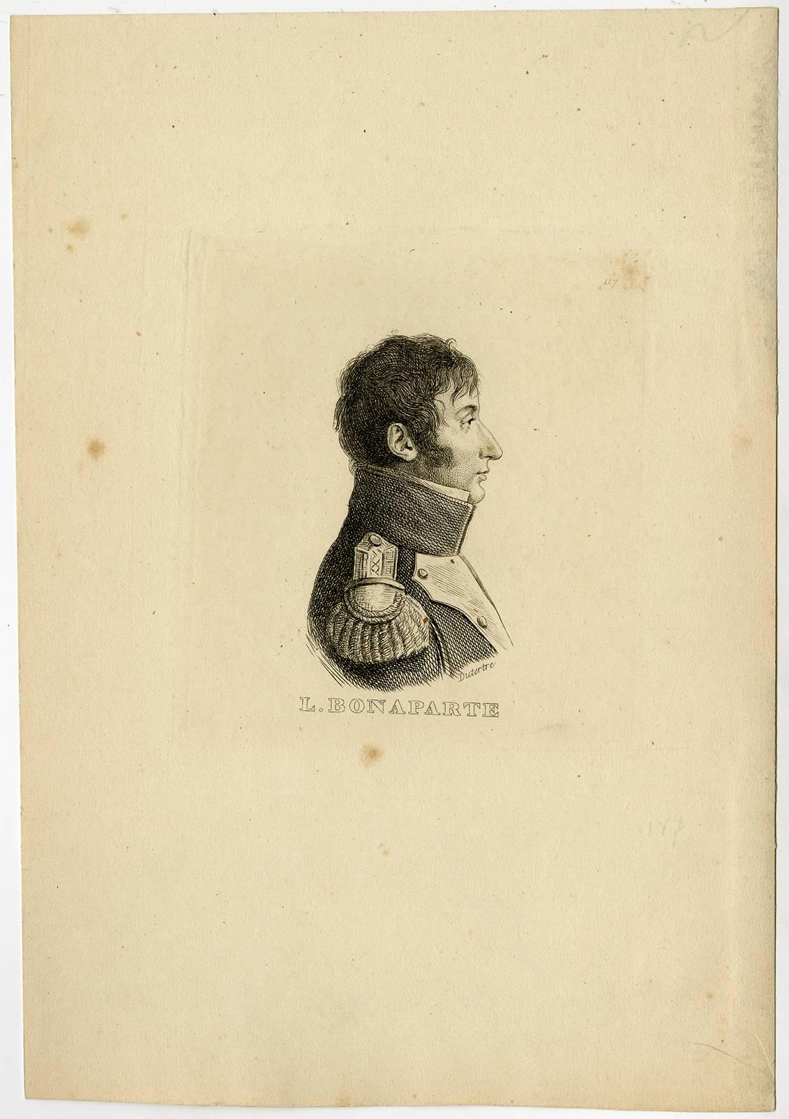 Andre Duterte Portrait Print - L. Bonaparte. Portrait of Louis Bonaparte.