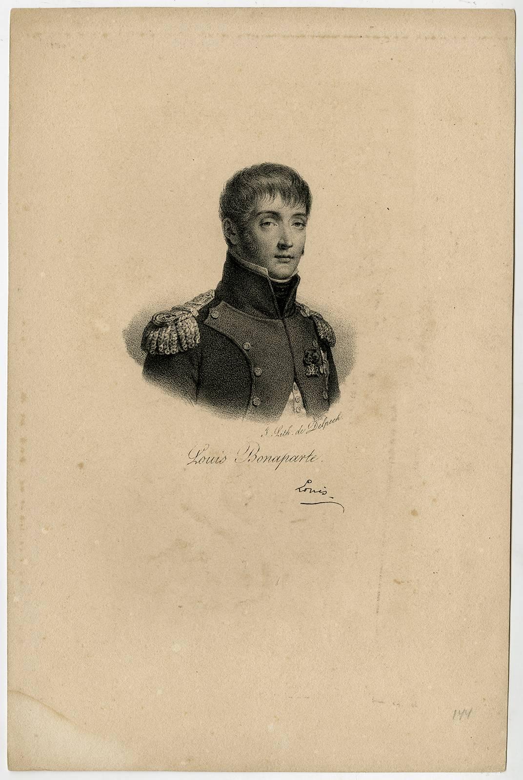 Francois Seraphin Delpech Portrait Print - Louis Bonaparte. Portrait of Louis Bonaparte.