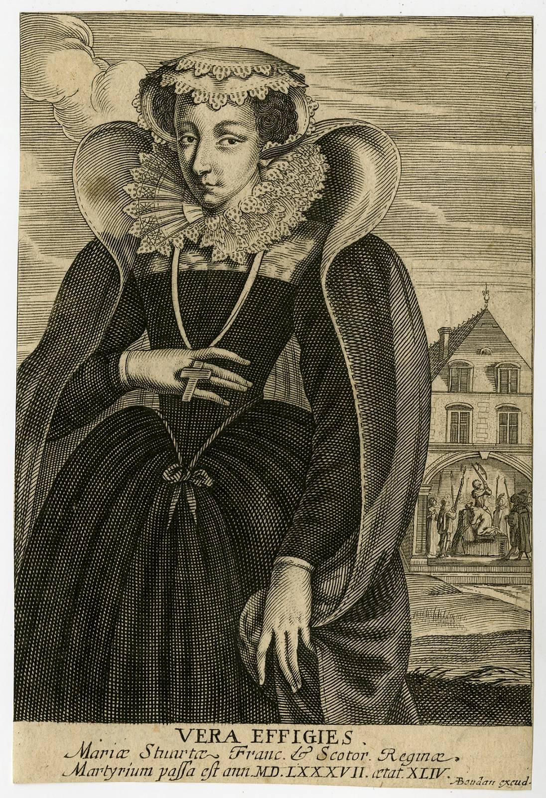 Unknown Portrait Print - Vera effigies Mariae Stuartae [..]. Portrait of Mary Stuart, queen of Scots.
