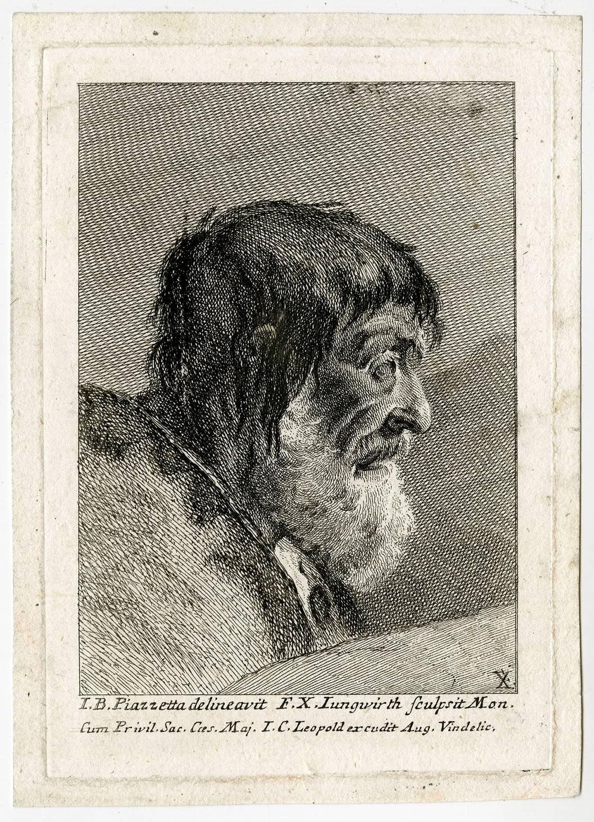 Franz Xaver Jungwirth Portrait Print - Untitled - Head of a bearded man.