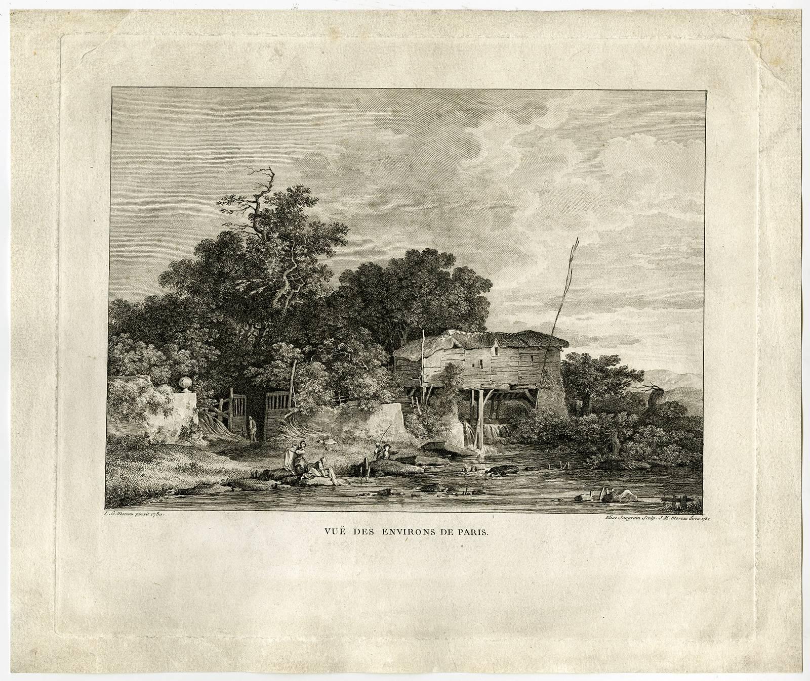 Elise Saugrain Landscape Print - Vue des environs de Paris - View of a landscape in the vicinity of Paris.