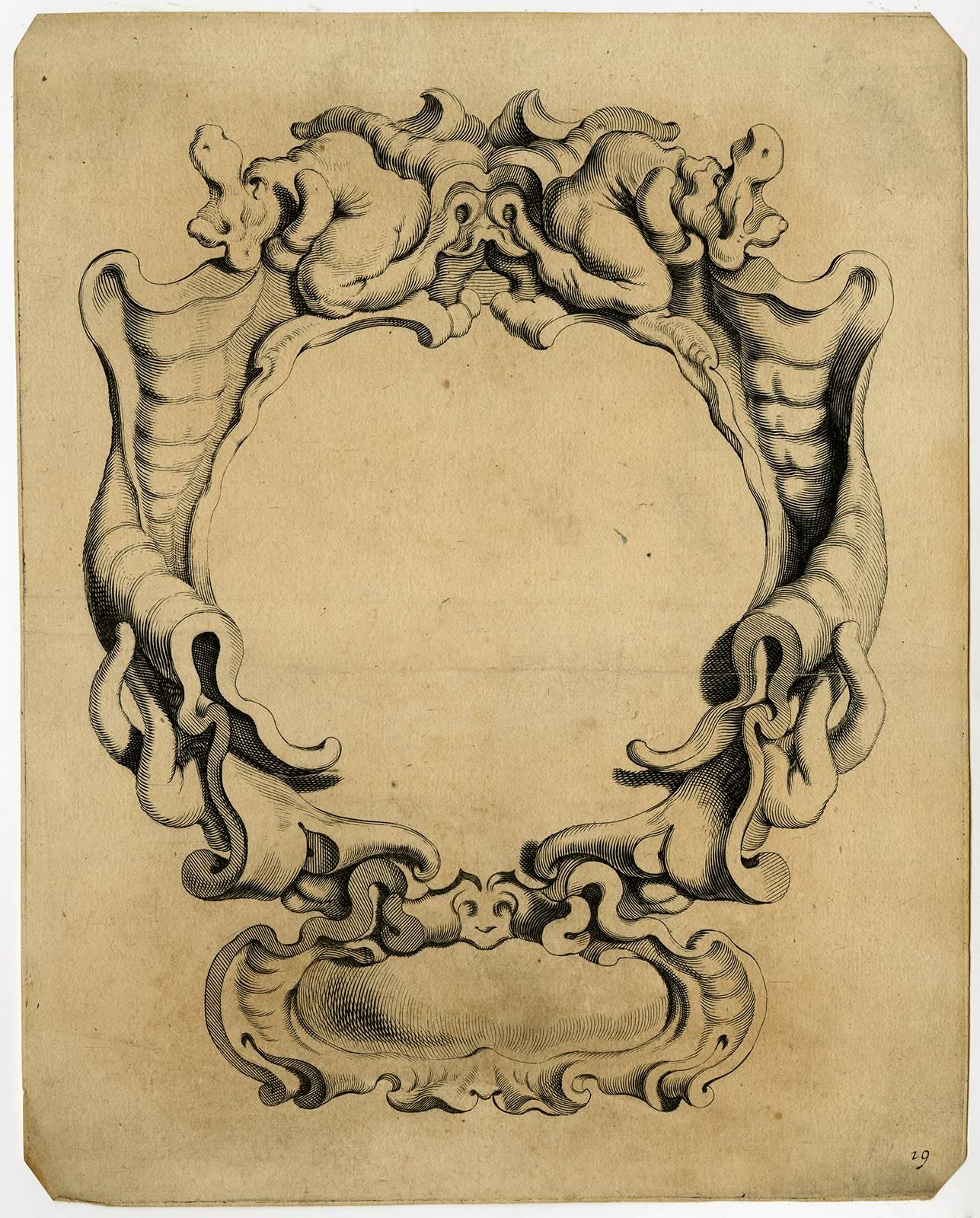 Michiel Mosijn Print - Untitled - Ornamental cartouche in auricular design. No. 19.