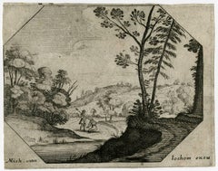 Untitled - Four small octagonal landscapes with religious subjects.