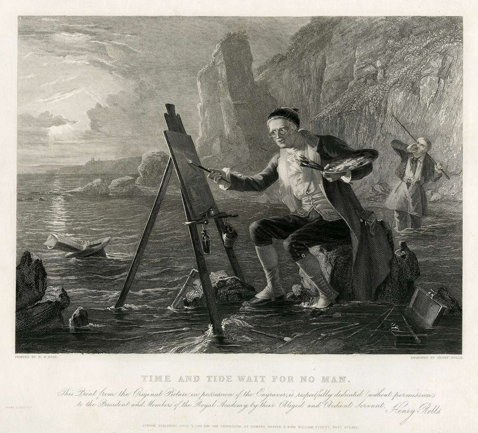 Henry Rolls Figurative Print - Time and tide wait for no man.