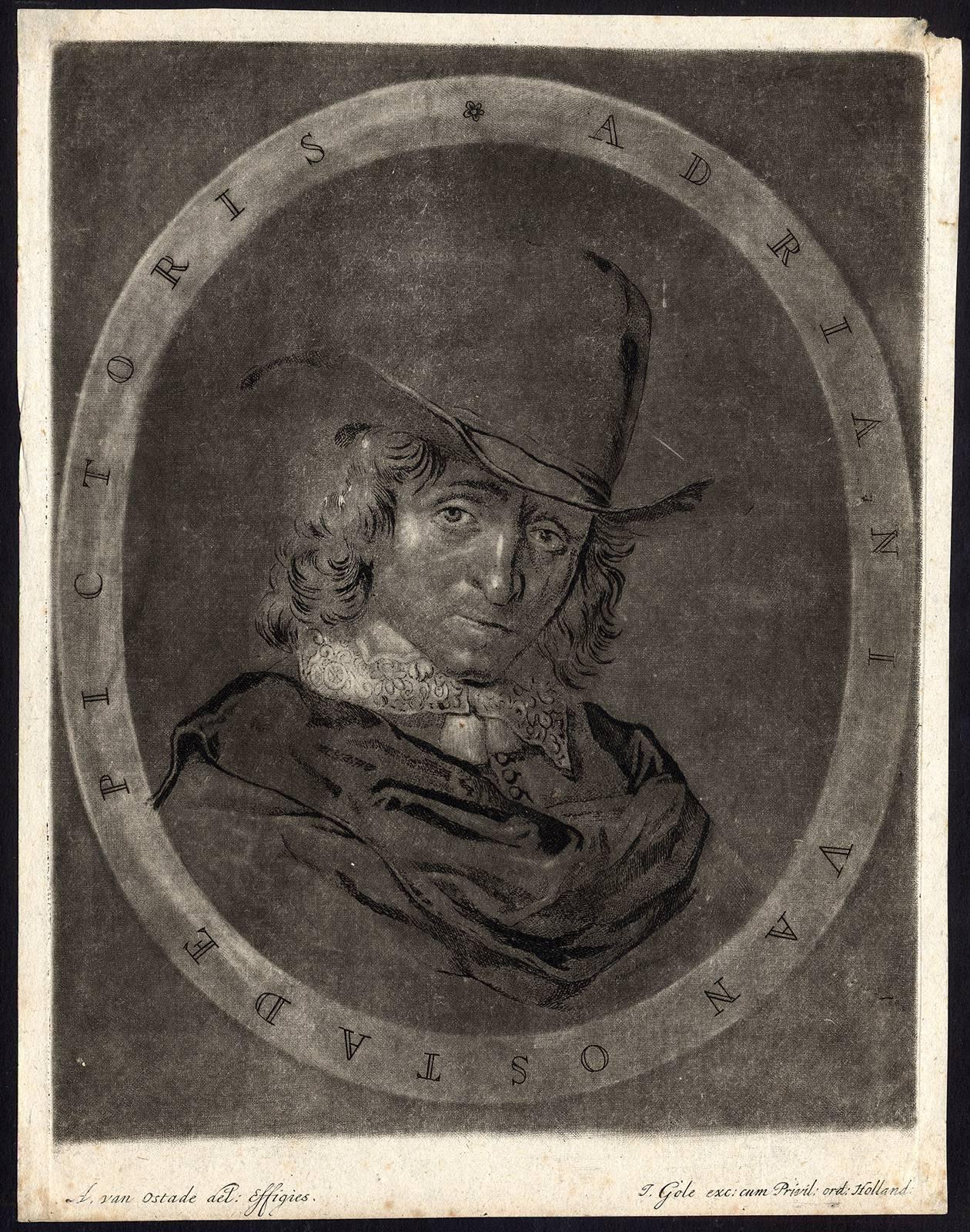 Jacob Gole Portrait Print - Adriani van Ostade pictoris - the Dutch painter Adriaen van Ostade.
