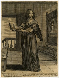 La Grammaire [..]. - Allegory of Grammar; a woman holding an alphabet.