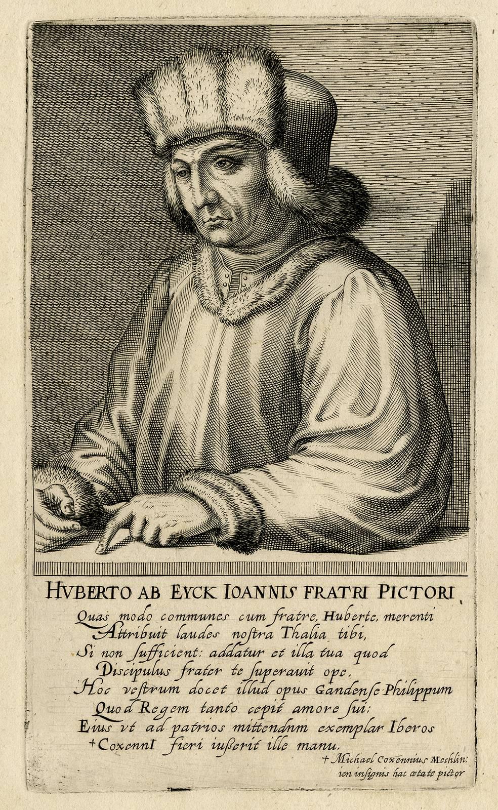 Hendrik Hondius the Elder Portrait Print - Huberto ab Eyck Ioannis Fratri Pictori.
