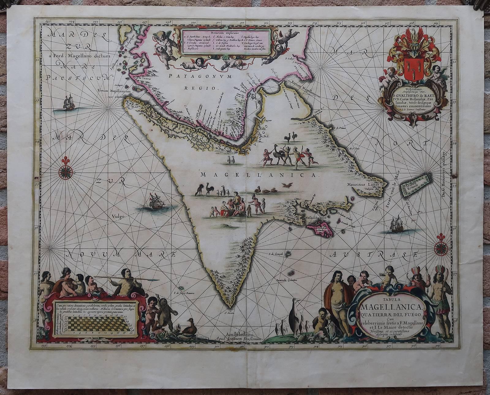 Johannes Janssonius Print - Tabula Magellanica qua Tierrae del Fuego.