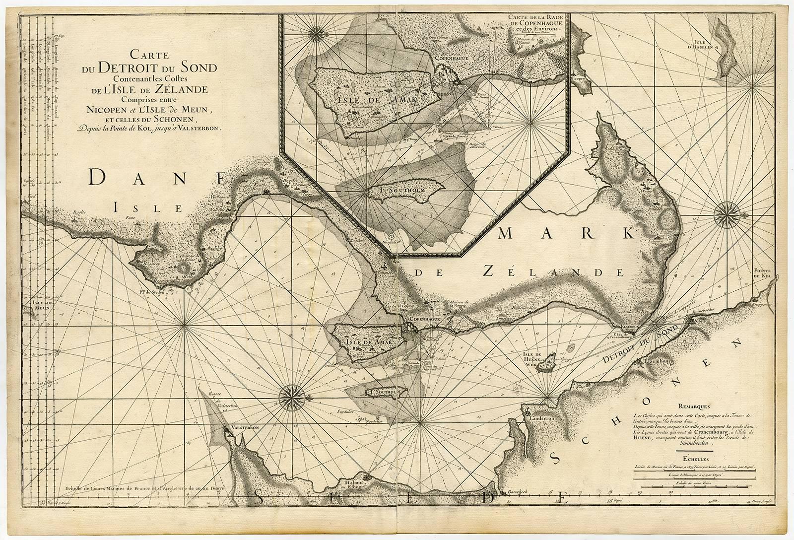 Alexis Hubert Jaillot Print - Carte du detroit du Sond contenant les costes de l'Isle de Zelande [...].
