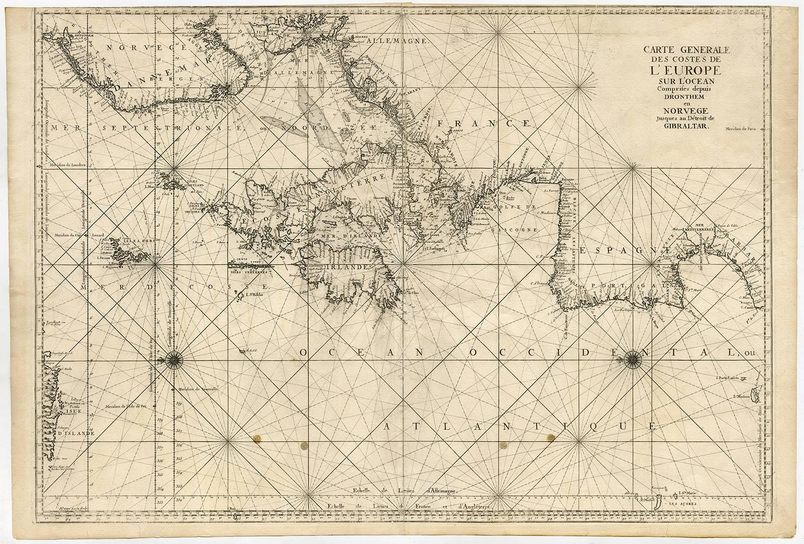 Alexis Hubert Jaillot Print - Carte generale des costes de l'Europe sur l'ocean [...].