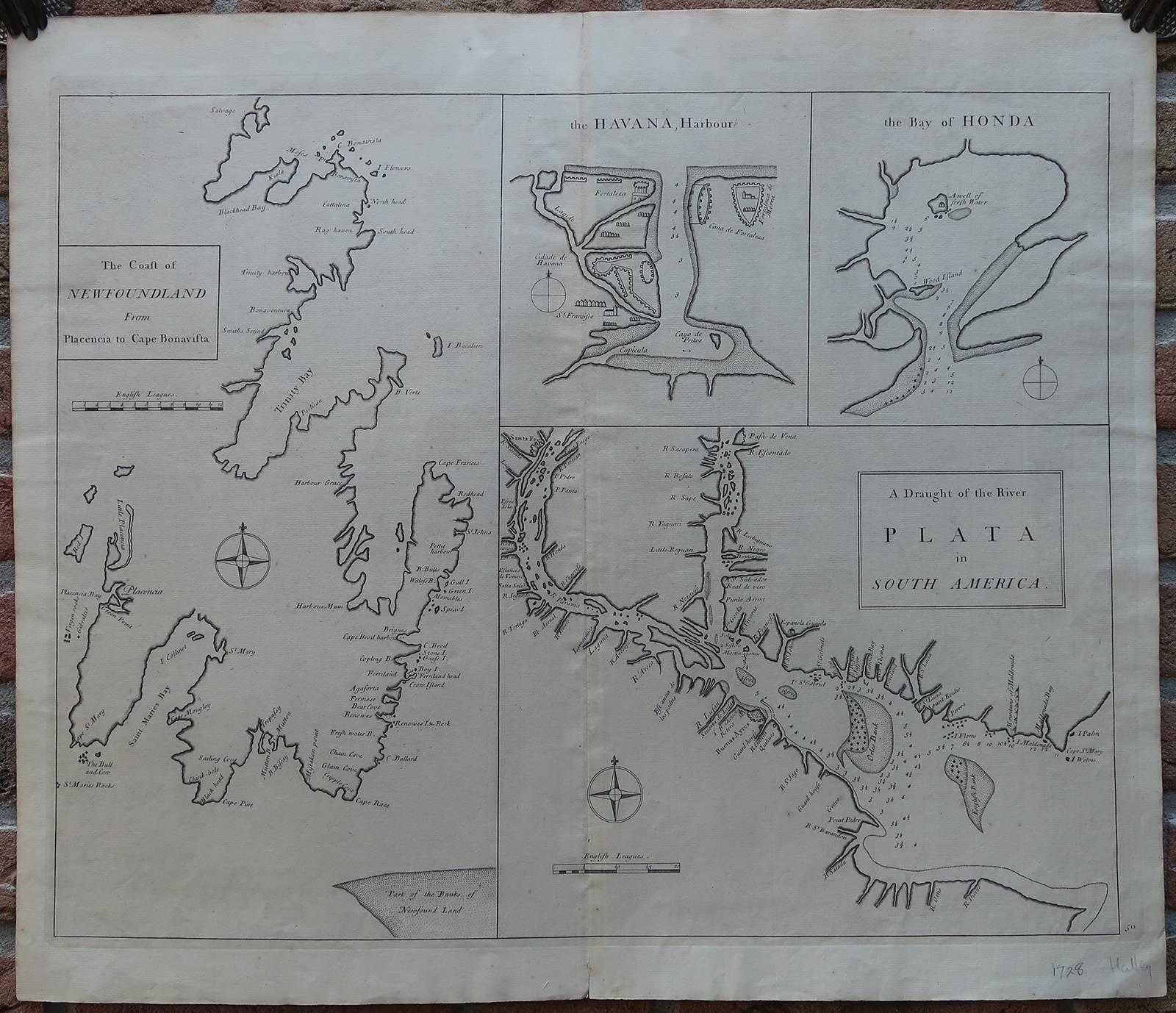 Edmond Halley Print - 'The Coast of Newfoundland from Placencia to Cape Bonavista [...].